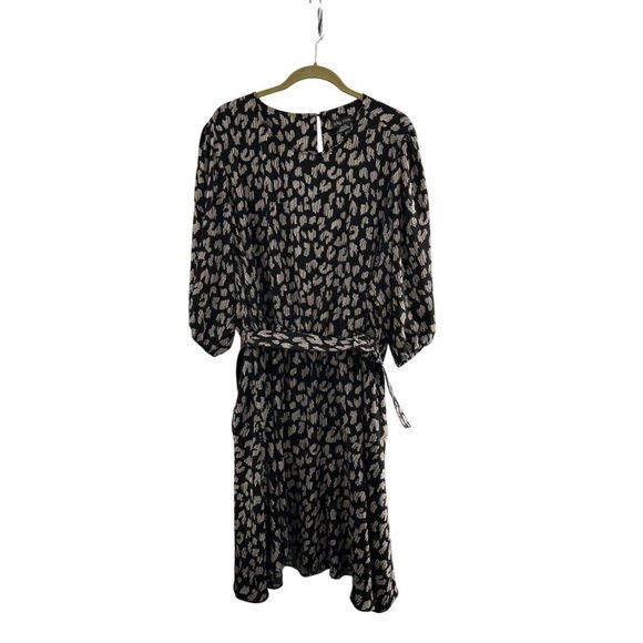 City Chic Black Tan Abstract Print Dress Waist Tie XXL/22 Animal Print Plus - Picture 1 of 7